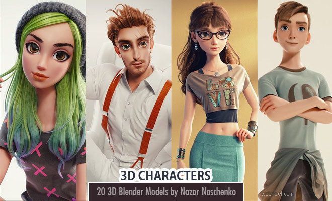 20 Realistic 3D Blender Models and Character Designs by Ukrainian Character Artist Nazar Noschenko
