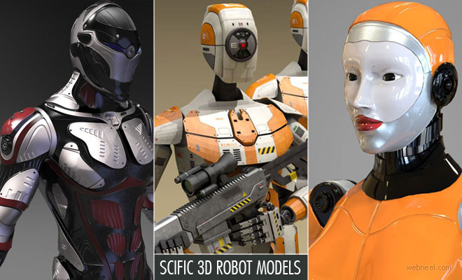 20 Creative Scific 3D Robot Models and game character designs