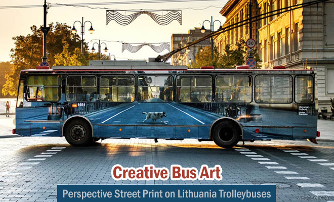 Lithuanian Artists created Perspective street print on Trolleybuses