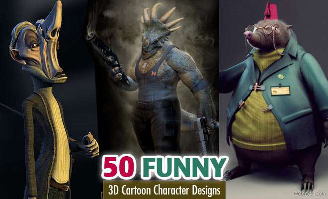 50 Funny Cartoon Characters and 3D Models Design inspiration