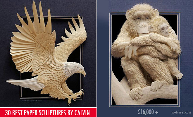 Creative paper sculptures by Calvin Nicholls