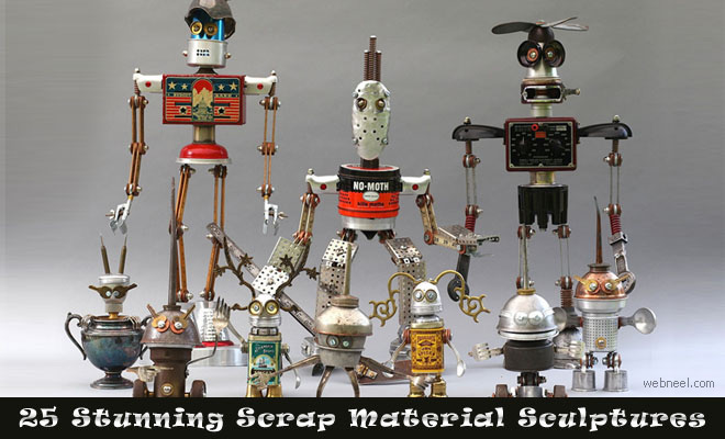 25 Scrap Material Sculptures by Brain Marshall - The worlds first robot orphanage