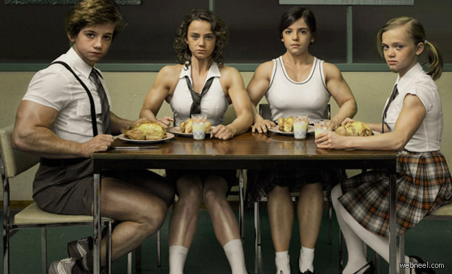 Children Bodybuilders - 12 Creative Photo Manipulation Works by Photographer Kurt Stallaert
