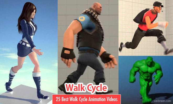 25 Best Walk Cycle Animation Videos and keyframe illustrations